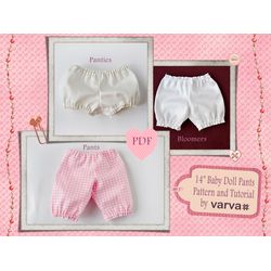 PDF tutorial and sewing pattern of pants/bloomers/panties for Waldorf baby doll