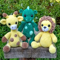 Crochet patterns dragon, lion, giraffe, Amigurumi pattern, Crochet animals