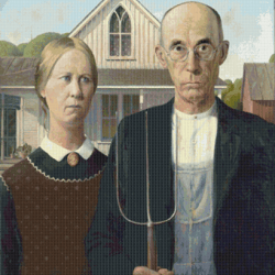 PDF Counted Vintage Cross Stitch Pattern | American Gothic | Grant Wood 1931 | 5 Sizes