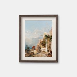 Amalfi Coast - Vinatge oil painting, 1850s