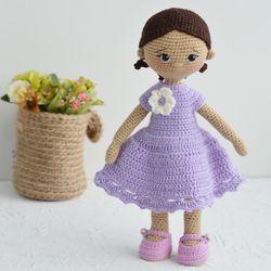 pdf pattern, amigurumi doll pattern, crochet shoes, dress for doll, smart doll clothes