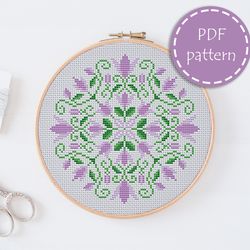 LP007 Floral cross stitch pattern for begginer - Easy xstitch pattern in PDF format - Instant download - xstitch chart