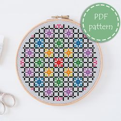 LP0016 Abstract cross stitch pattern for begginer - Easy xstitch pattern in PDF format - Instant download - hoop art