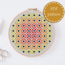 LP0018 Abstract cross stitch pattern for begginer - Easy xstitch pattern in PDF format - Instant download - hoop art