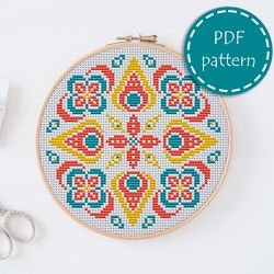 LP0023 Folk cross stitch pattern for begginer - Easy xstitch pattern in PDF format - Instant download - Hoop art