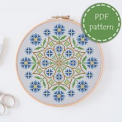 LP0026 Floral cross stitch pattern for begginer - Easy xstitch pattern in PDF format - Instant download - Hoop art