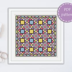 LP0029 Folk cross stitch pattern for begginer - Easy xstitch pattern in PDF format - Instant download - Floral pattern