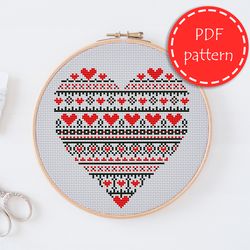 LP0041 Valentines day cross stitch pattern for begginer - Heart love xstitch pattern in PDF format - Instant download