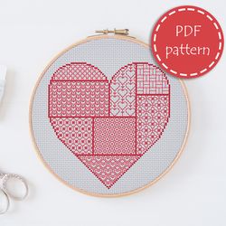 LP0042 Valentines day cross stitch pattern for begginer - Heart love xstitch pattern in PDF format - Instant download