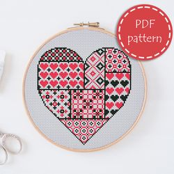 LP0043 Valentines day cross stitch pattern for begginer - Heart love xstitch pattern in PDF format - Instant download
