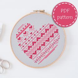 LP0044 Valentines day cross stitch pattern for begginer - Heart love xstitch pattern in PDF format - Instant download