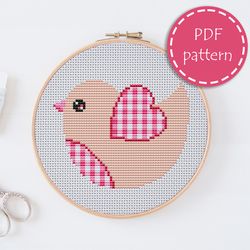 LP0046 Valentines day cross stitch pattern for begginer - bird love xstitch pattern in PDF format - Instant download