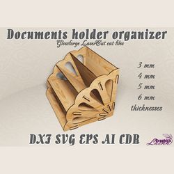 Documents holder organizer vector model for laser cut plan, for 3, 4, 5, 6 mm thicknesses, DXF CDR ai eps svg vector fil