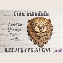 Laser cut vector model multilayer Lion, cncplan, glowforge, cricut, any thickness, DXF CDR ai eps svg vector files, inst