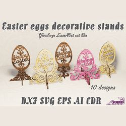 Easter eggs decorative stands vector model for laser cut cnc, 3 mm,glowforge, DXF CDR ai eps svg vector files for laser