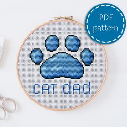 LP0053 Cat dad cross stitch pattern for begginer - Pets lover xstitch pattern in PDF format - Instant download - easy