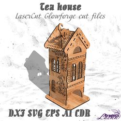 TEA house cat home decor vector model for laser cut cnc, 3 mm, DXF CDR ai svg eps vector files for laser cut, instant do