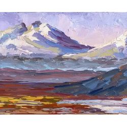 Denali Mountain Painting Original National Park Artwork Landscape Art 8x12" by Svetlana