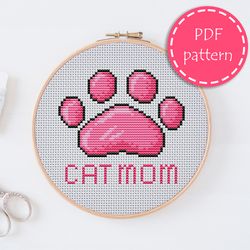 LP0054 Cat mom cross stitch pattern for begginer - Pets lover xstitch pattern in PDF format - Instant download - easy