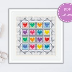 LP0057 Valentines day cross stitch pattern for begginer - Heart love xstitch pattern in PDF format - Instant download