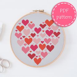 LP0060 Valentines day cross stitch pattern for begginer - Heart love xstitch pattern in PDF format - Instant download