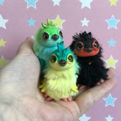 Birds figures collectible miniature. Bird ART doll Fantasy animals toys