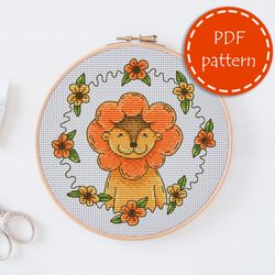 LP0058 Little lion cross stitch pattern for begginer - Animals xstitch pattern in PDF format - Instant download