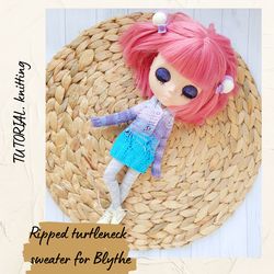 blythe pattern sweater, pattern knitting for dolls, cute blythe pattern, blythe pattern pdf, blythe doll clothes