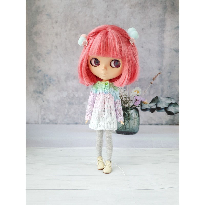 Blythe pattern knit ripped sweater, Blythe sweater knit pattern, Blythe doll clothes