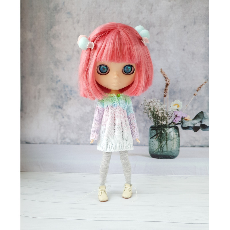 Blythe pattern knit ripped sweater, Blythe sweater knit pattern, Blythe doll clothes