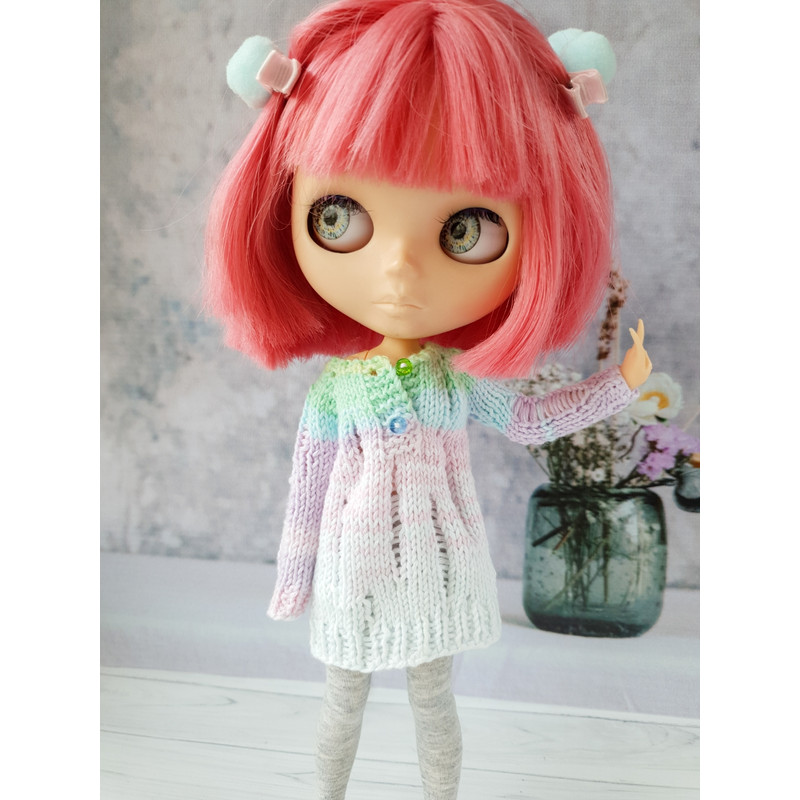 Blythe pattern knit ripped sweater, Blythe sweater knit pattern, Blythe doll clothes