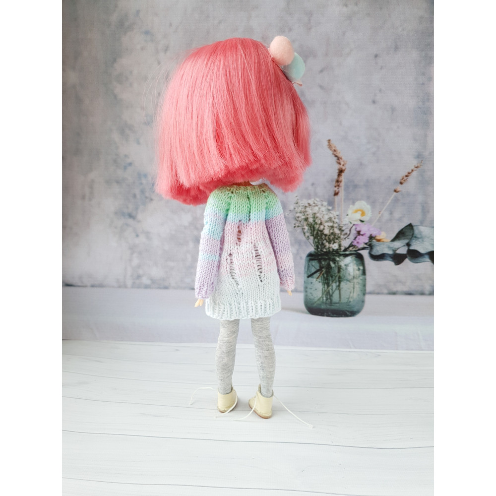 Blythe pattern knit ripped sweater, Blythe sweater knit pattern, Blythe doll clothes