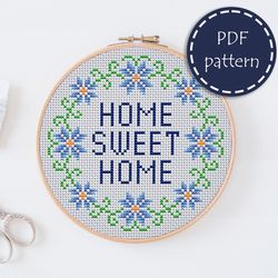 LP0070 Home sweet home cross stitch pattern for begginer - Letterung xstitch pattern in PDF format - Instant download