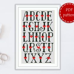 LP0074 Love alphabet cross stitch pattern for begginer - valentines day xstitch pattern in PDF format - Instant download