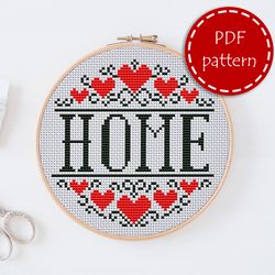 LP0076 Home sweet home cross stitch pattern for begginer - Lettering xstitch pattern in PDF format - Instant download