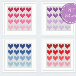 LP0077 Valentines day cross stitch pattern for begginer - Heart love xstitch pattern in PDF format - Instant download