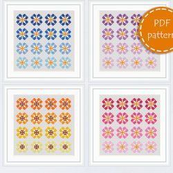 LP0079 Floral cross stitch pattern for begginer - Sampler xstitch pattern in PDF format - Instant download