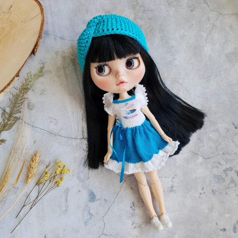 Blythe pattern dress with headband, Blythe dress pattern, Blythe doll clothes, Blythe knit dress pdf