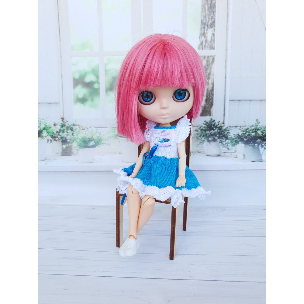 Blythe pattern dress with headband, Blythe dress pattern, Blythe doll clothes, Blythe knit dress pdf