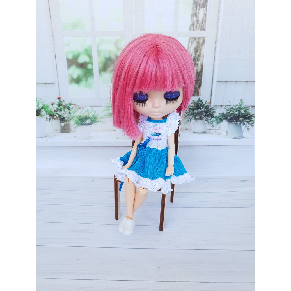 Blythe pattern dress with headband, Blythe dress pattern, Blythe doll clothes, Blythe knit dress pdf
