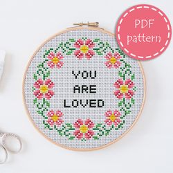LP0081 Love cross stitch pattern for begginer - Valentines day xstitch pattern in PDF format -hoop art  Instant download