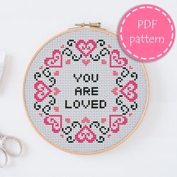 LP0084 Love cross stitch pattern for begginer - Valentines day xstitch pattern in PDF format -hoop art  Instant download