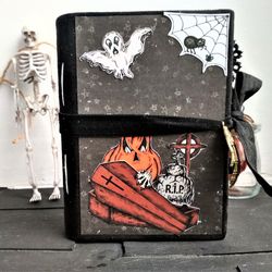 Ghost journal Witch halloween junk journal handmade for sale Witch magic spells junk journal homemade Witchy coffin