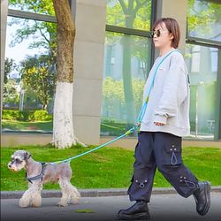 Hands Free Dog Leash Crossbody Wear Way 7.5ft Strong Nylon Training Rope
