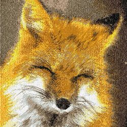 Fox. Red, cunning fox. Machine embroidery design. Photo stitch. Digital design.