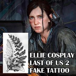 Ellie Williams fake tattoo Cosplay The Last of us 2 Game merch Temporary sticker tats kawaii gift Otaku weeb design