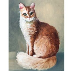 cat painting, original art, animal painting, animal artwork 12 by 16 inches