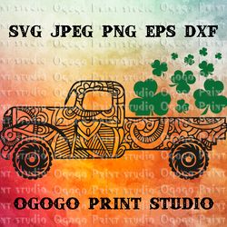 St Patrick's Day Truck Svg, Shamrock SVG, Zentangle SVG