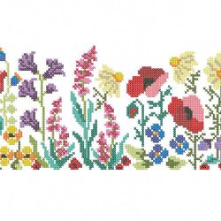 Flower field. Flowers. Tulip. Daisies. Cross stitch machine embroidery design. Flower picture. Digital file