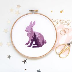 Rabbit Silhouette Cross Stitch Pattern